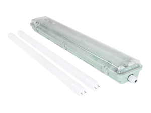 Zestaw: 1x Oprawa hermetyczna 2x60cm + 2x Świetlówka LED 9W - Biały zimny (6000K)