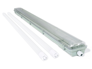 Zestaw: 1x Oprawa hermetyczna 2x120cm + 2x Świetlówka LED 18W - Biały zimny (6000K)