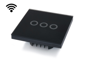 Włącznik ścienny światła dotykowy szklany Bianka potrójny - Czarny WiFi (radiowy)