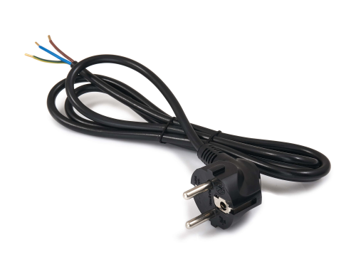 Wtyczka z przewodem zasilającym z uziemieniem OMY 3x0.75mm 1.5m - Czarna