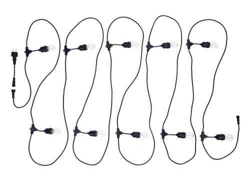 Zestaw: Girlanda ogrodowa 10m 10xE27 + 10x Żarówka LED E27 6.5W filament