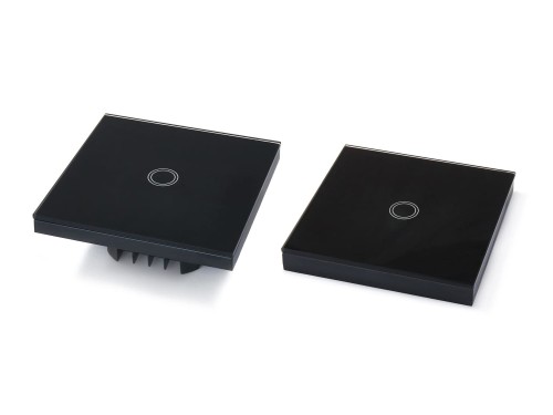 Włącznik ścienny światła dotykowy szklany Bianka pojedynczy – Czarny - schodowy zestaw WS-Bianka-15 + WS-Bianka-17