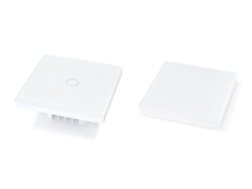 Włącznik ścienny światła dotykowy szklany Bianka pojedynczy - Biały – schodowy zestaw WS-Bianka-14 + WS-Bianka-16