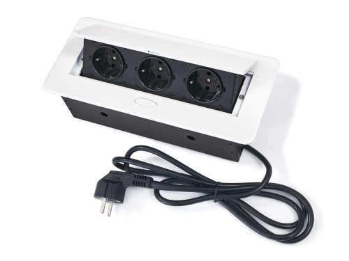 Rozdzielacz biurkowy wpuszczany w blat, listwa zasilająca z 3x gniazdo zasilające 230V Multibox 1 - Biały
