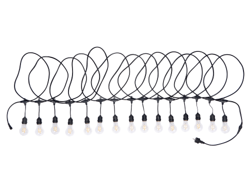 Zestaw: Girlanda ogrodowa 15m 15xE27 + 15x Żarówka LED E27 1.3W filament