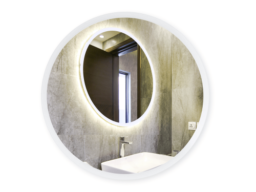 Lustro LED okrągłe podświetlane piaskowane - średnica 60cm - Biały neutralny (4500K)