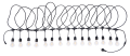 Zestaw: Girlanda ogrodowa 15m 15xE27 + 15x Żarówka LED E27 1.3W filament