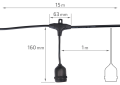 Zestaw: Girlanda ogrodowa 15m 15xE27 + 15x Żarówka LED E27 1.3W filament