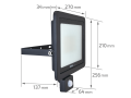 Naświetlacz - halogen z czujnikiem ruchu LED 100W - Drago Czarny - Biały neutralny (4000K) - 3 lata gwarancji