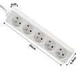 Przedłużacz listwowy 1.5m - 5 x gniazdo zasilające 230V - Biały