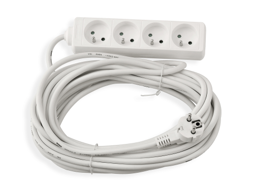 Przedłużacz listwowy 10m - 4 x gniazdo zasilające 230V - Biały