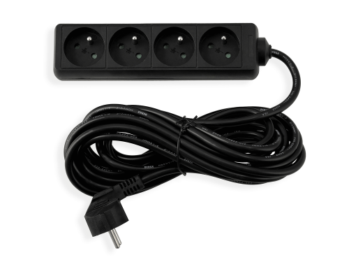Przedłużacz listwowy 5m - 4 x gniazdo zasilające 230V - Czarny