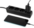 Przedłużacz listwowy 5m - 4 x gniazdo zasilające 230V - Czarny