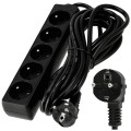 Przedłużacz listwowy 5m - 5 x gniazdo zasilające 230V - Czarny