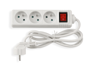Przedłużacz listwowy z wyłącznikiem 1.5m - 3 x gniazdo zasilające 230V - Biały