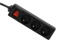 Przedłużacz listwowy z wyłącznikiem 1.5m - 3 x gniazdo zasilające 230V - Czarny