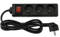 Przedłużacz listwowy z wyłącznikiem 1.5m - 3 x gniazdo zasilające 230V - Czarny
