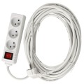 Przedłużacz listwowy z wyłącznikiem 10m - 3 x gniazdo zasilające 230V - Biały