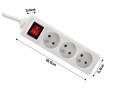Przedłużacz listwowy z wyłącznikiem 10m - 3 x gniazdo zasilające 230V - Biały