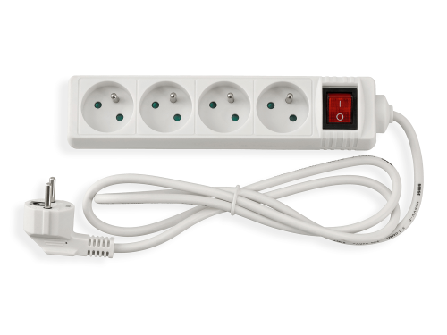 Przedłużacz listwowy z wyłącznikiem 1.5m - 4 x gniazdo zasilające 230V - Biały