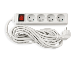 Przedłużacz listwowy z wyłącznikiem 5m - 4 x gniazdo zasilające 230V - Biały