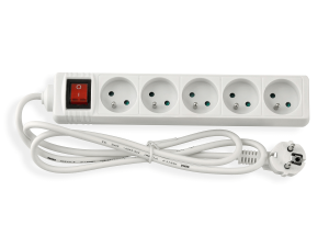 Przedłużacz listwowy z wyłącznikiem 1.5m - 5 x gniazdo zasilające 230V - Biały