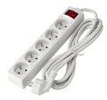 Przedłużacz listwowy z wyłącznikiem 3m - 5 x gniazdo zasilające 230V - Biały 