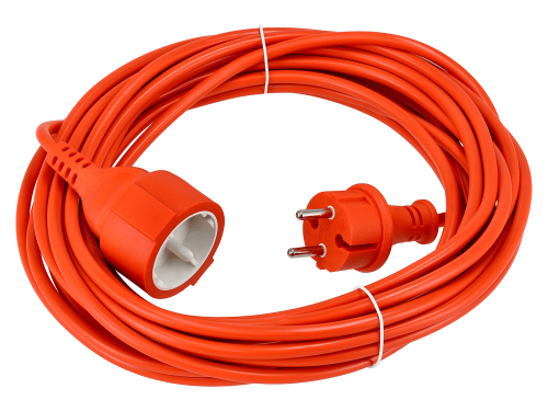 Przedłużacz ogrodowy 10m 2x1mm2 - 1x gniazdo zasilające 230V - Pomarańczowy
