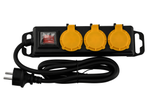 Przedłużacz listwowy IP44 z wyłącznikiem 1.5m - 3 x gniazdo zasilające 230V - Czarny