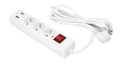 Przedłużacz listwowy 3m - 3 x gniazdo zasilające 230V + 2 x USB - Biały