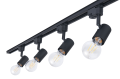 Zestaw Steka Halo Czarna lampa szynowa LED E27 x4 + szynoprzewód 2m - Czarny