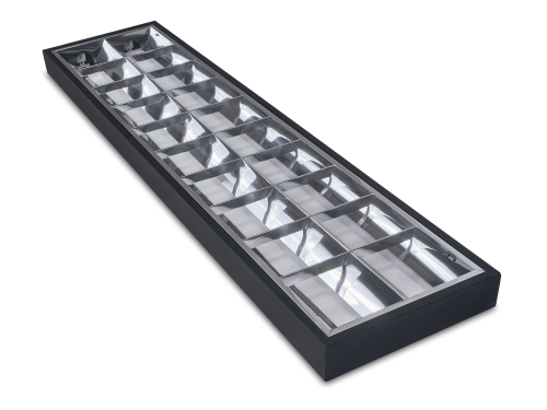 Oprawa rastrowa natynkowa do świetlówek LED T8 - 2x120cm  - Czarna