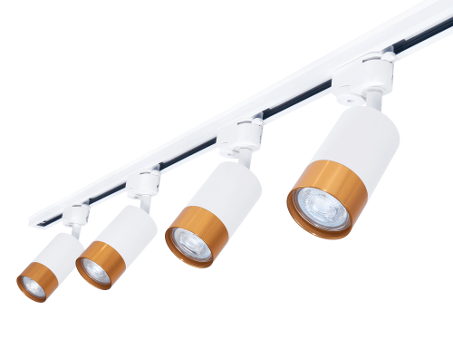 Zestaw Steka Klemens biało-złota lampa szynowa LED GU10 x4 + szynoprzewód 2m - Biały