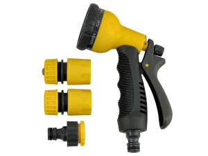 Zestaw plastikowych złączek do węża ogrodowego 1/2 3/4 - 8 stopni regulacji - 4szt