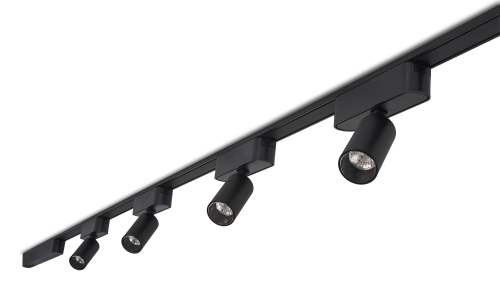 Zestaw Luxo Spot lampa szynowa LED 5W x4 + szynoprzewód 2m + zasilacz – Czarny – Biały neutralny (4000K)
