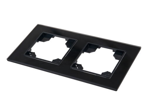 Ramka do gniazdka elektrycznego  szklana Bianka podwójna - Czarna