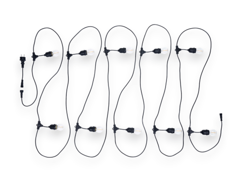 Zestaw: Girlanda ogrodowa 10m 10xE27 + 10x Żarówka LED E27 1W filament