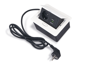 Rozdzielacz biurkowy wpuszczany w blat, listwa zasilająca 1x gniazdo zasilające, 1x USB-C oraz 1x USB-A Multibox 5 - Kremowy