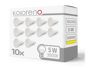 Zestaw 10x Żarówka LED GU10 5W - Biały ciepły (3000K) 