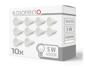 Zestaw 10x Żarówka LED GU10 5W - Biały neutralny (4500K)