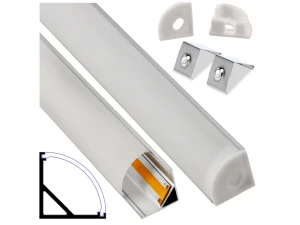 Zestaw: Profil aluminiowy narożny do taśm LED - Srebrny anodowany - 2m 