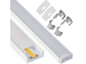 Zestaw: Profil aluminiowy natynkowy do taśm LED - Biały - 2m