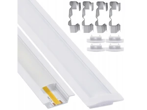 Zestaw: Profil aluminiowy wpuszczany do taśm LED - Biały - 2m