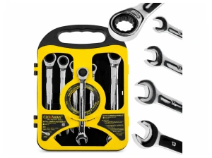 Klucze płasko-oczkowe z grzechotką 8-19mm, 7 sztuk