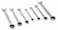 Klucze płasko-oczkowe z grzechotką 8-19mm, 7 sztuk