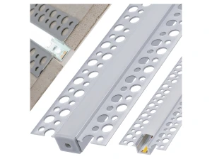 Profil aluminiowy do płyt GK do taśm LED 12mm 1m srebrny anodowany z kloszem mlecznym i akcesoriami
