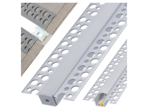 Profil aluminiowy do płyt GK do taśm LED 12mm 1m srebrny anodowany z kloszem mlecznym i akcesoriami