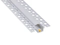 Profil aluminiowy do płyt GK do taśm LED 12mm 1m srebrny anodowany z kloszem mlecznym i akcesoriami