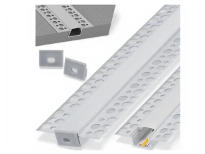 Profil aluminiowy do płyt GK do taśm LED 17mm 1m srebrny z kloszem mlecznym i akcesoriami