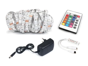 Zestaw taśma LED 12V | 5050 | 30LED/M | 2.5M | IP20 | RGB + Sterownik IR24 + Zasilacz 24W